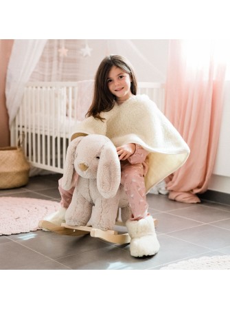 Poncho enfant en laine de mouton blanc cassé