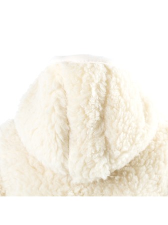 Gilet capuche enfant en laine de mouton blanc cassé
