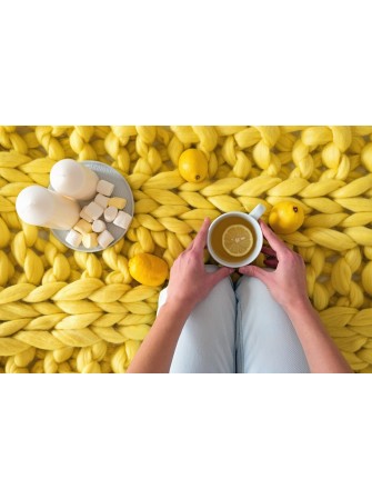 Pelote de laine XXL jaune moutarde à tricoter avec les mains