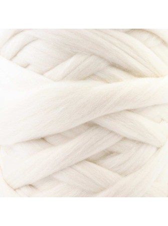 Pelote de laine XXL blanche à tricoter avec les mains