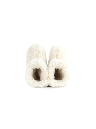 Chaussons BAMBOUCHA® enfant en laine de mouton blanc
